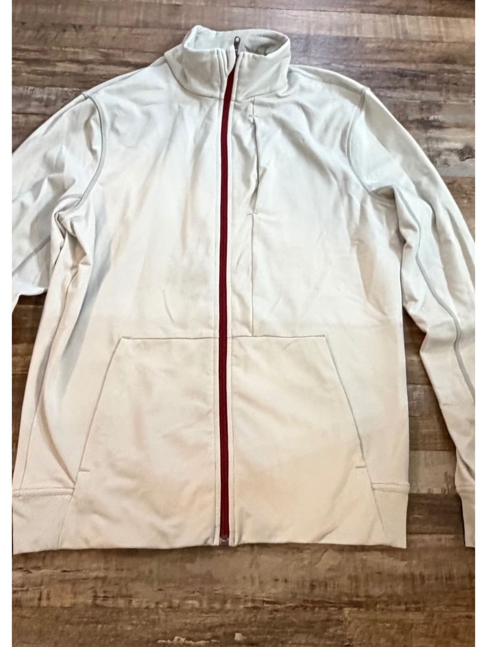 Lululemon Men’s Pre/Post Soft Luon Jacket Cream Red Zip Large L
